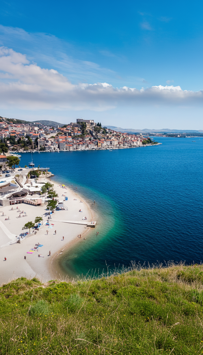 Plaža i pogled na more u Šibeniku